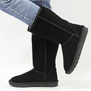 BearPaw Black Emma Tall wool lined boots size 7 B72